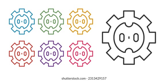Set line Electrical outlet icon isolated on white background. Power socket. Rosette symbol. Set icons colorful. Vector