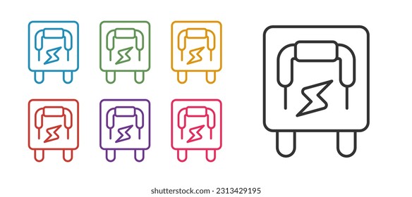 Set line Electrical panel icon isolated on white background. Switch lever. Set icons colorful. Vector svg