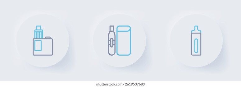 Set line Electronic cigarette,  and Vape mod device icon. Vector