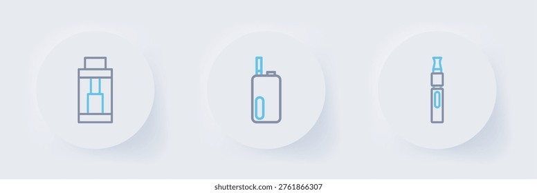 Set line Electronic cigarette,  and Vape mod device icon. Vector