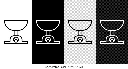 Establecer línea Icono de escalas electrónicas aislado en fondo blanco y negro. Equipamiento para medir el peso. Ilustración vectorial
