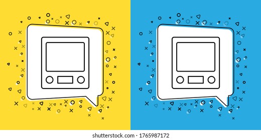 Set line Electronic scales icon isolated on yellow and blue background. Weight measure equipment.  Vector