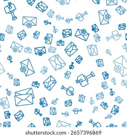 Set line Envelope, Mail box and Delete envelope on seamless pattern. Vector
