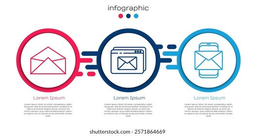 Set line Envelope, Website and envelope and Mobile and envelope. Business infographic template. Vector