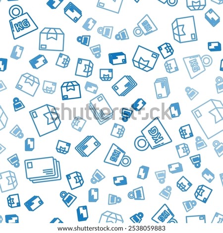 Set line Envelope, Weight and Carton cardboard box on seamless pattern. Vector