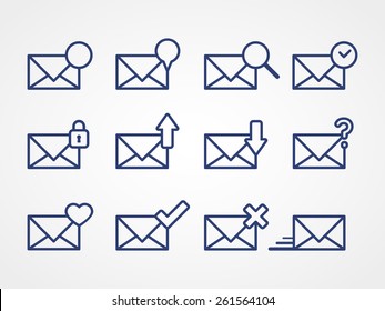 Set: line envelopes icons