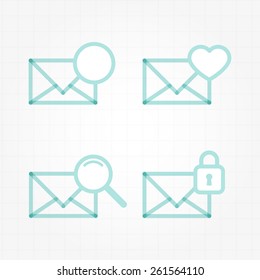 Set: line envelopes icons