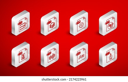 Set line EPS file document, PSD, DLL, MP3, OTF, M3U, WAV and  icon. Vector