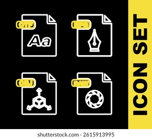 Set line EPS file document, RAW, OBJ and OTF icon. Vector