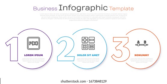 Set Line Equation Solution, Feather And Inkwell And Test Or Exam Sheet. Business Infographic Template. Vector