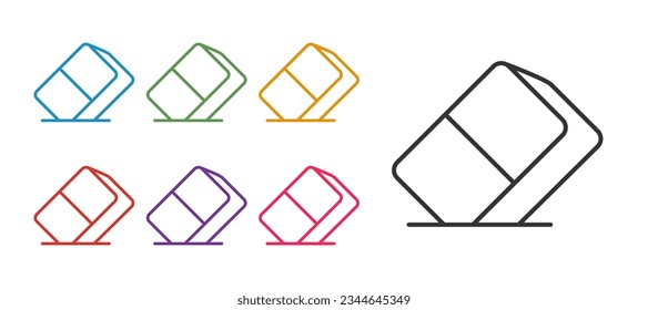 Set line Eraser or rubber icon isolated on white background. Set icons colorful. Vector