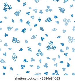 Set line Ethereum ETH, NFT blockchain technology and growth bar chart on seamless pattern. Vector