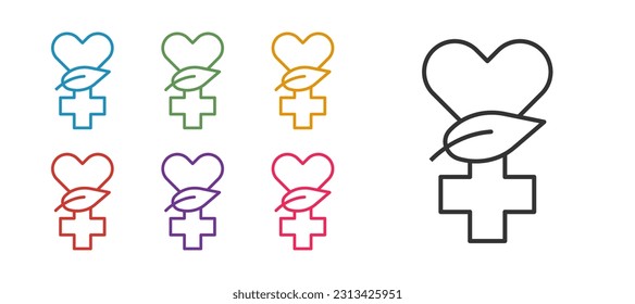 Set line Ethnoscience icon isolated on white background. Gardening, ethnoscience and organic concept. Set icons colorful. Vector