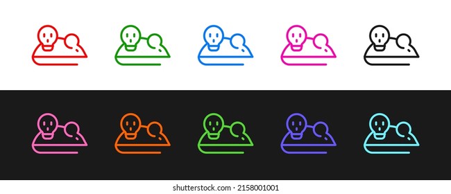 Set line Experimental-Maus Symbol einzeln auf schwarz-weißem Hintergrund.  Vektorgrafik