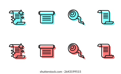 Set line Eye, Ancient magic book,  and  icon. Vector