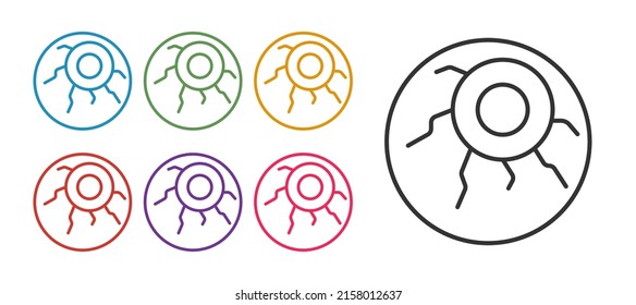 Set Line Eye Icon Isolated On White Background. Happy Halloween Party. Set Icons Colorful. Vector