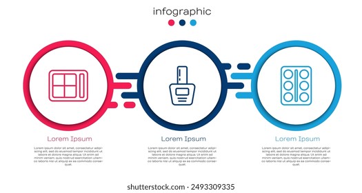 Linie festlegen Lidschatten-Palette, Nagellackflasche und . In: Business Infographic Vorlage. Vektorgrafik