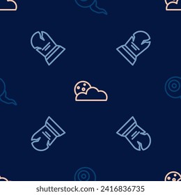 Set line Eye, Tombstone with RIP written and Moon and stars on seamless pattern. Vector