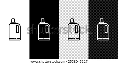Set line Fabric softener icon isolated on black and white background. Liquid laundry detergent, conditioner, cleaning agent, bleach.  Vector Illustration