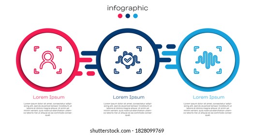 Set line Face recognition, Voice and . Business infographic template. Vector