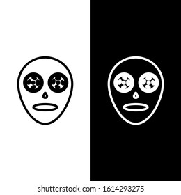 Set line Facial cosmetic mask icon isolated on black and white background. Cosmetology, medicine and health care.  Vector Illustration