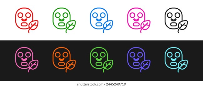 Set line Facial cosmetic mask icon isolated Set line background. Cosmetology, medicine and health care.  Vector