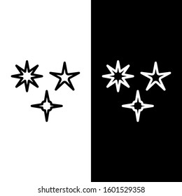 Set line Falling star icon isolated on black and white background. Meteoroid, meteorite, comet, asteroid, star icon.  Vector Illustration