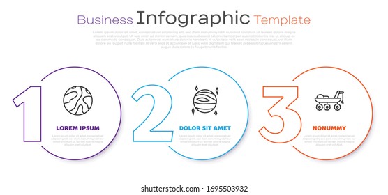 Set line Falling stars, Planet Venus and Mars rover. Business infographic template. Vector