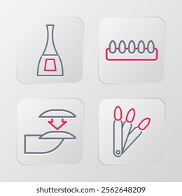 Set line False nails,  and Bottle of polish icon. Vector
