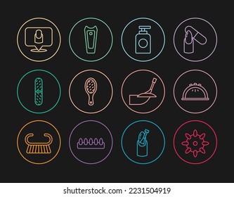 Set line False nails, Manicure lamp, Tube of hand cream, Nail file,  and cutter icon. Vector