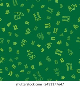 Set line Feather and inkwell, Ancient bust sculpture and Metal detector on seamless pattern. Vector