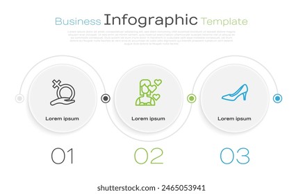 Set line Female gender, Love yourself and Woman shoe. Business infographic template. Vector