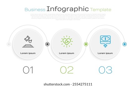 Set line Female rights, Feminism and Money growth woman. Business infographic template. Vector