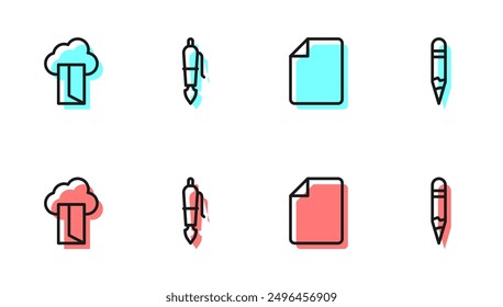 Set line File document, Cloud database, Fountain pen nib and Pencil icon. Vector