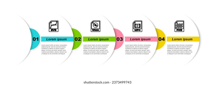 Set line file document, WMA, MP4 and PNG. Business infographic template. Vector