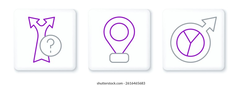 Set line Financial growth, Arrow and Location icon. Vector