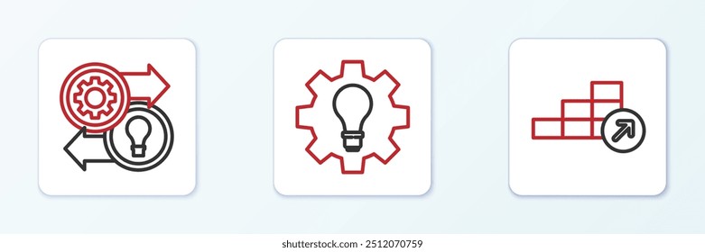 Set line Financial growth, Human resources and Light bulb and gear icon. Vector