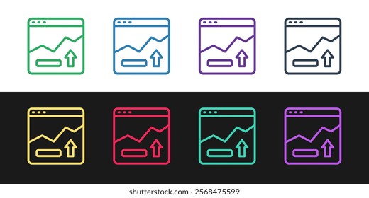 Set line Financial growth increase icon isolated on black and white background. Increasing revenue.  Vector