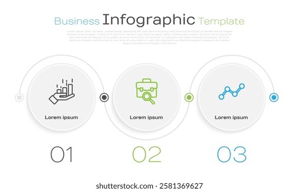 Set line Financial growth, Work search and Graph chart infographic. Business infographic template. Vector
