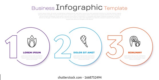 Set line Fire flame, Rib eye steak and Grilled fish steak and fire flame. Business infographic template. Vector