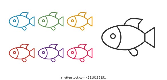Set line Fish icon isolated on white background. Set icons colorful. Vector