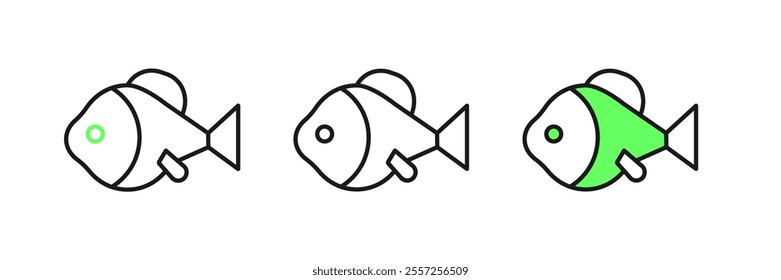 Set line Fish icon isolated on white background.  Vector