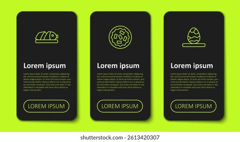 Set line Fish with sliced pieces, Homemade and Chinese tea egg. Business infographic template. Vector