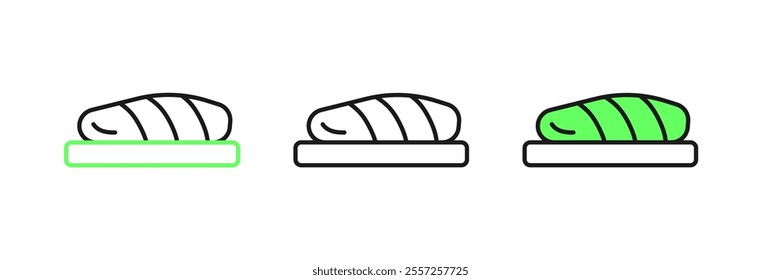 Set line Fish steak icon isolated on white background.  Vector