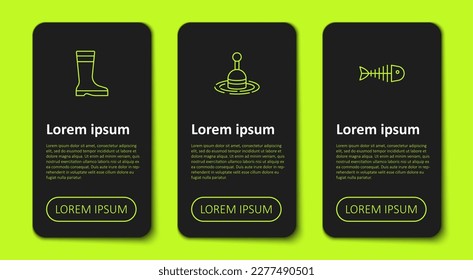 Fijar las botas de pesca, agua flotante y esqueleto. Plantilla de infografía empresarial. Vector