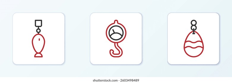 Set line Fishing spoon,  and Spring scale icon. Vector