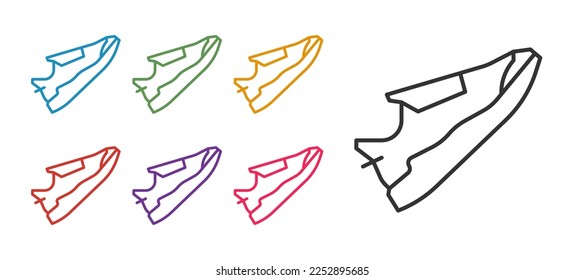 Set line Fitness sneakers shoes for training, running icon isolated on white background. Sport shoes. Set icons colorful. Vector