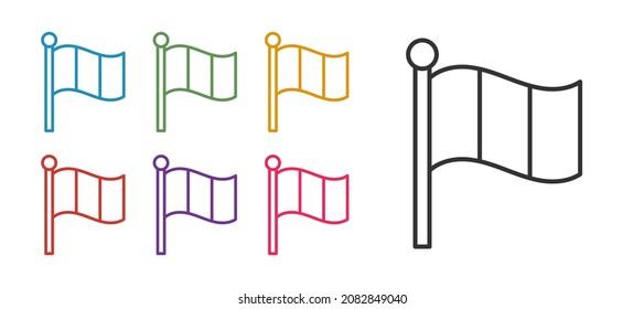 Set line Flag Italy icon isolated on white background. Set icons colorful. Vector