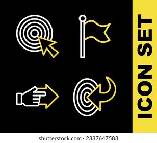 Establecer marca de línea, destino, mano con el dedo indicador y el icono de flecha. Vector