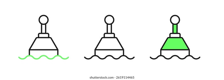 Set line Floating buoy on the sea icon isolated on white background.  Vector